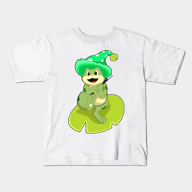 Frog as Wizard with Magic wand Kids T-Shirt by Markus Schnabel